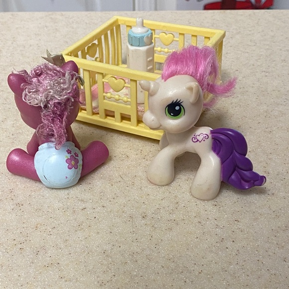 Vintage my little pony Pink and White Pony Toy Set baby pony - Picture 3 of 8
